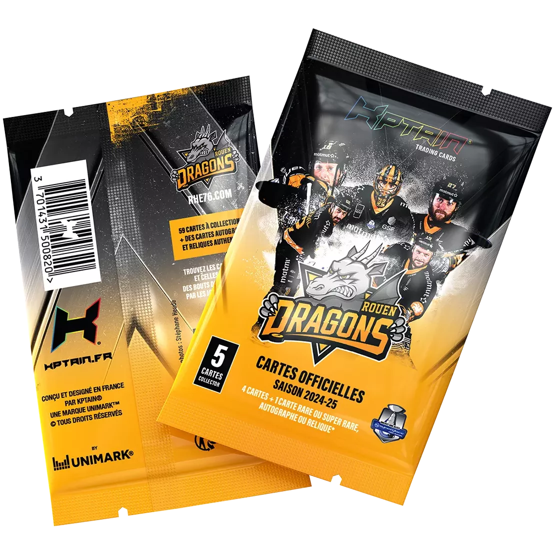 Cartes Kptain® Dragons de Rouen 2024-25 - Packs à l'unité