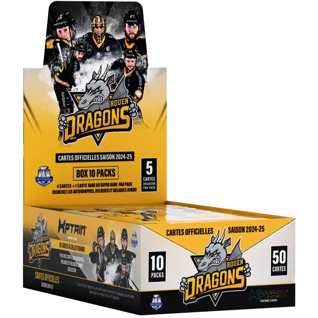 Cartes Kptain® Dragons de Rouen 2024-25 - Boîte de 10 packs